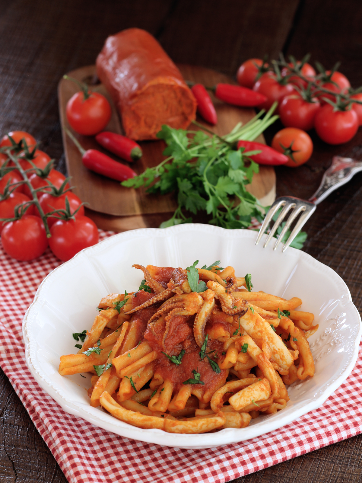 Caserecce con calamari e nduja