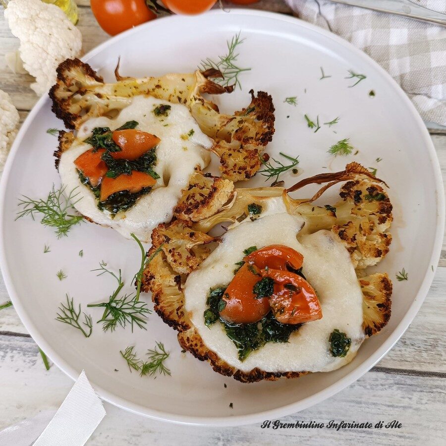 Cavolfiore al forno con mozzarella e prezzemolo