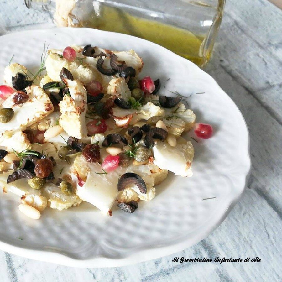 Cavolfiore al forno con uvetta e pinoli