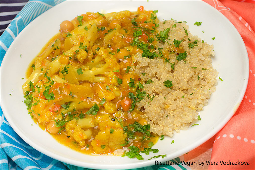 Cavolfiori speziati con ceci in salsa appiccicosa