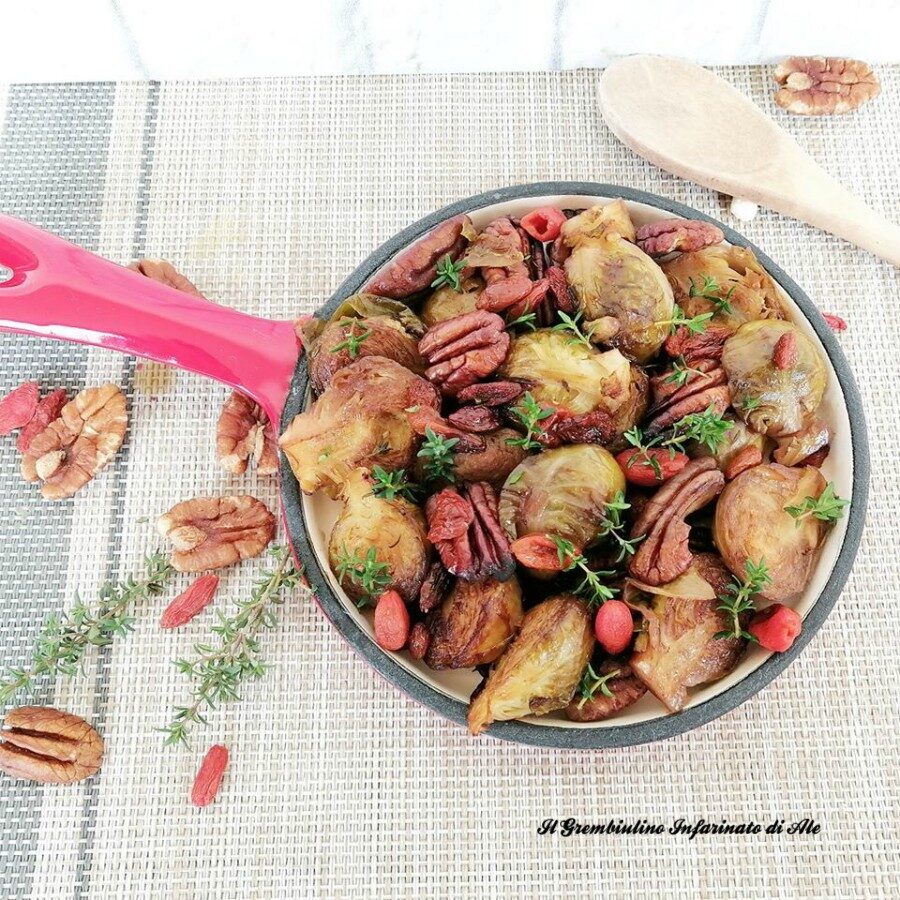Cavolini di bruxelles con aceto balsamico e noci pecan