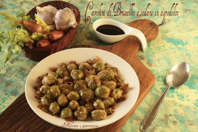 Cavolini di bruxelles e sedano in agrodolce