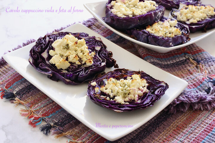 Cavolo cappuccino viola e feta al forno