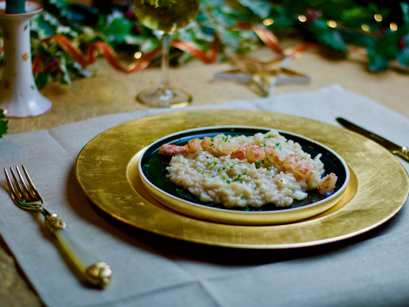 Cenone? risotto al topinambur e tartare di mazzancolle