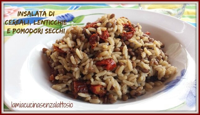 Cereali, lenticchie e pomodori secchi