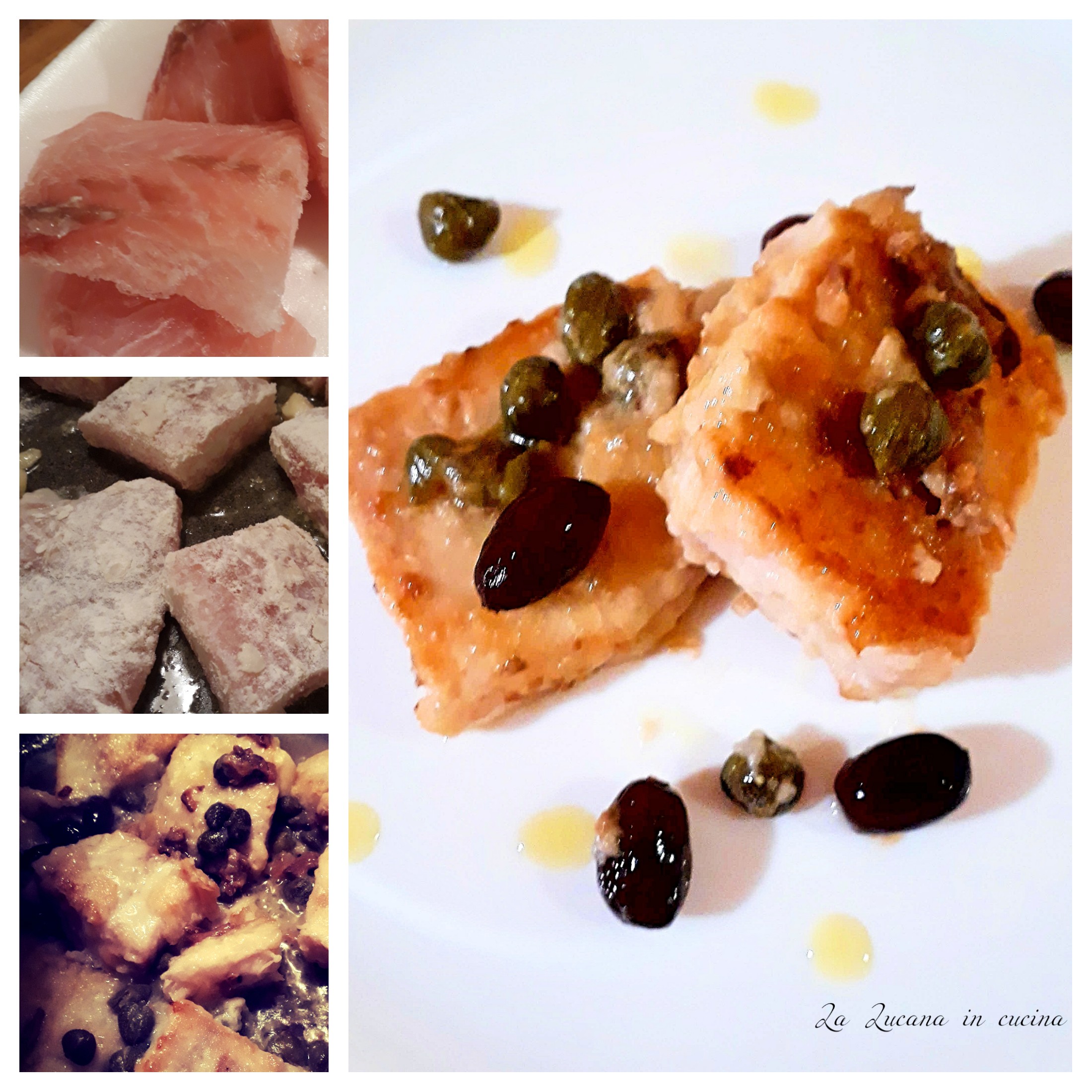 Cernia in padella con alici, capperi e olive