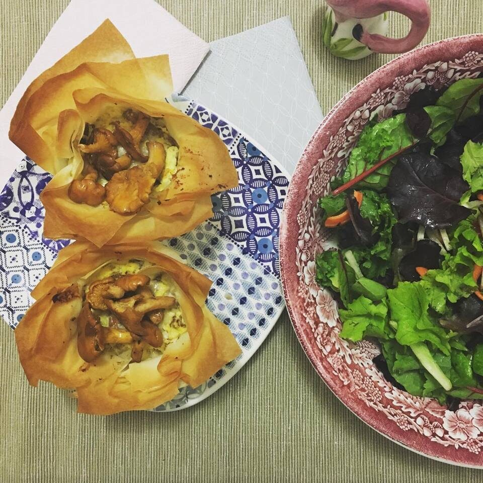 Cestini con finferli e zafferano