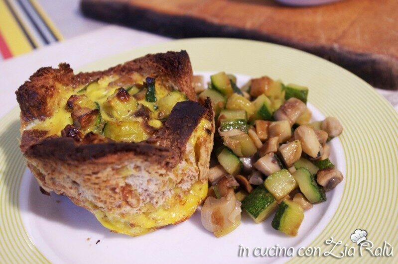 Cestini di pane funghi e zucchine