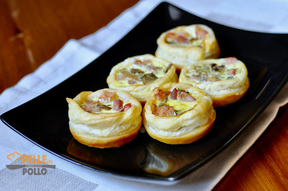 Cestini di sfoglia ai funghi