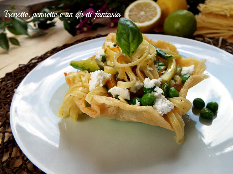 Cestini di Tagliatelle al limone al profumo dell’orto