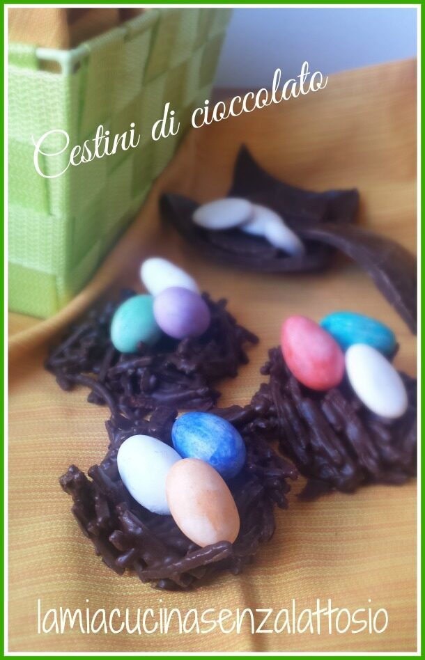 Cestini pasquali di cioccolato fondente