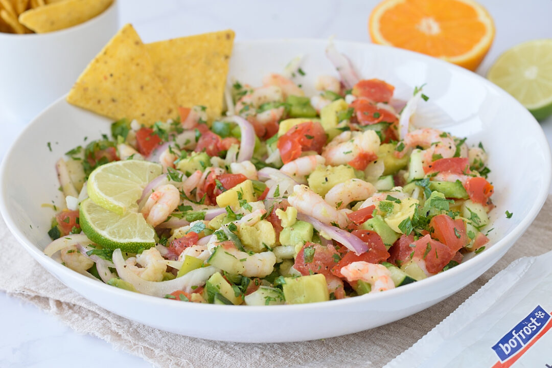Ceviche di gamberi e avocado