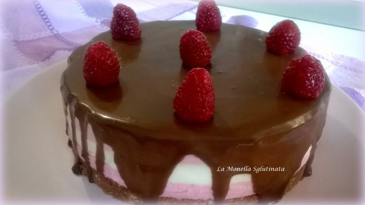 Cheesecake ai lamponi e ganache fondente