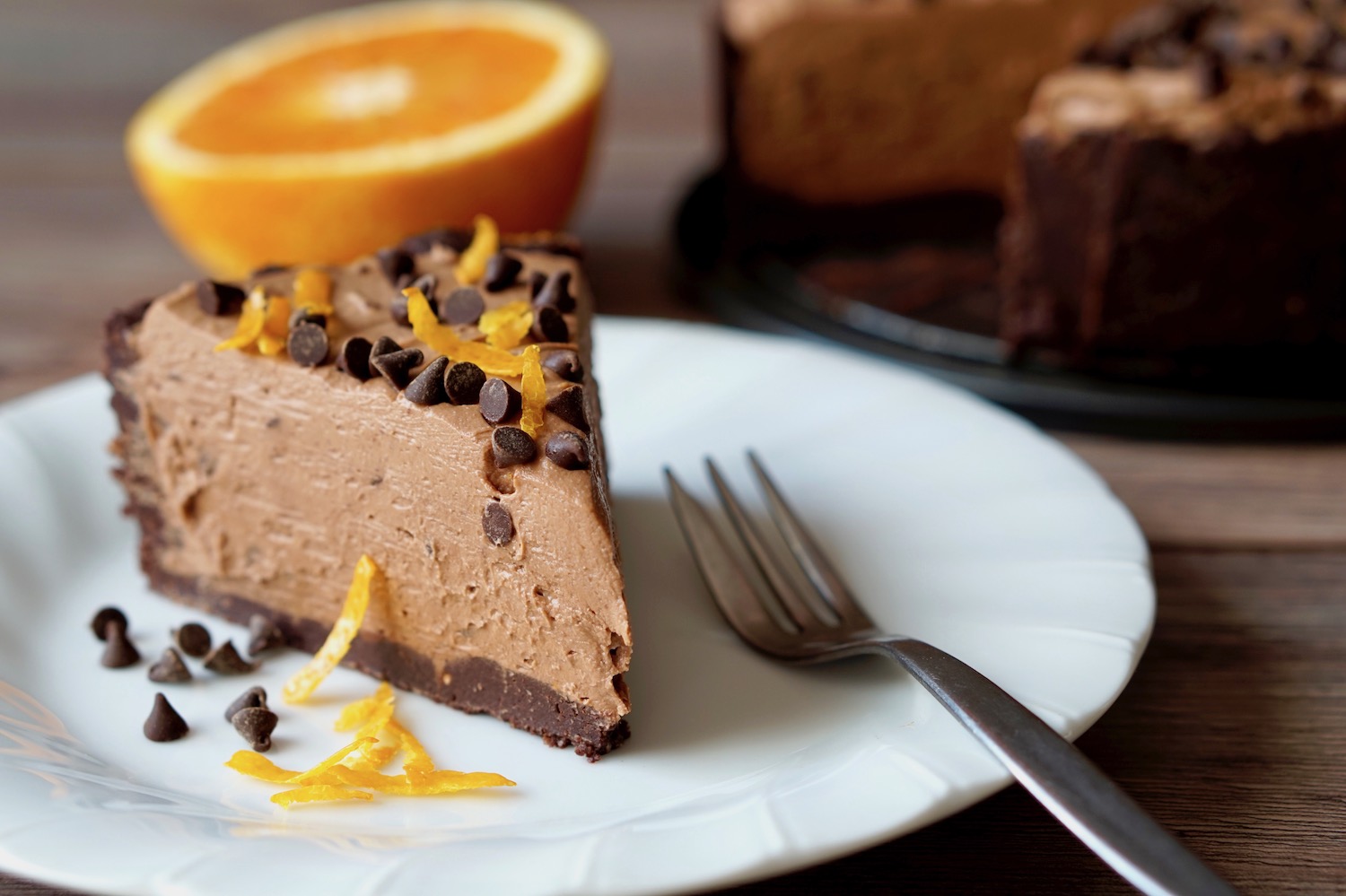 Cheesecake al cioccolato e arance senza cottura