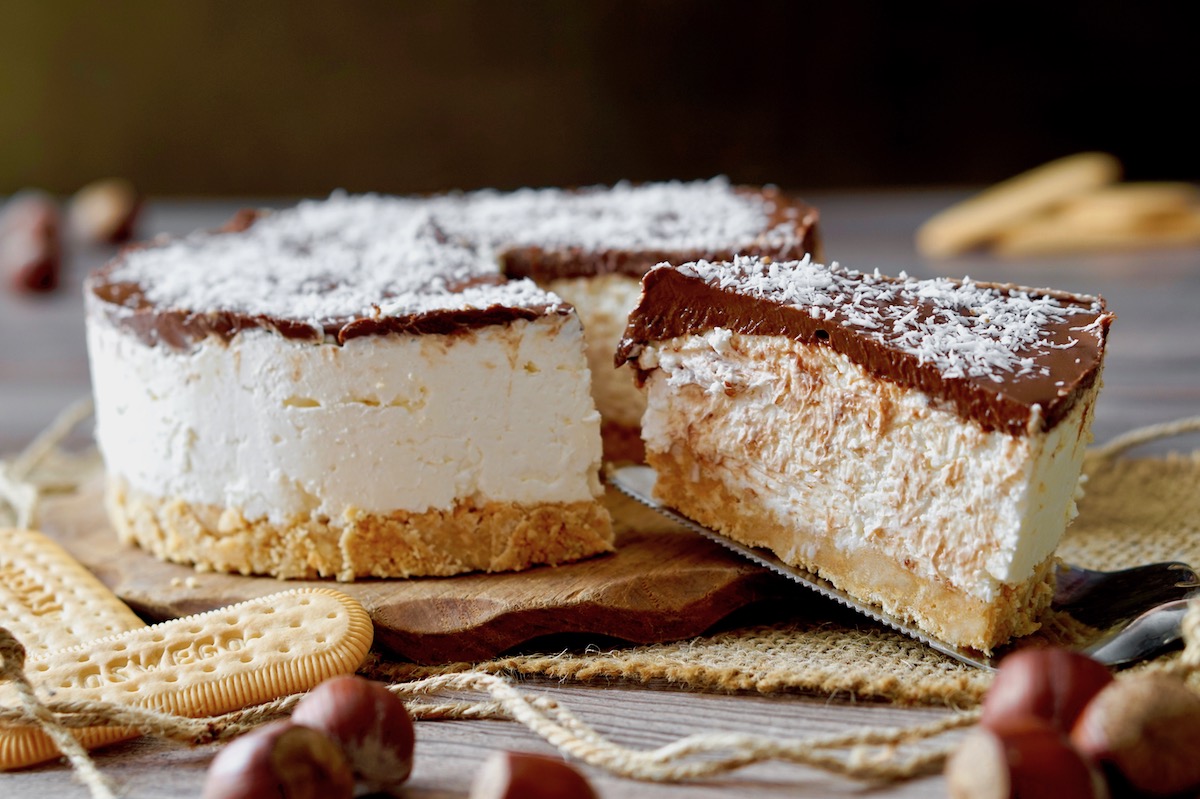 Cheesecake al cocco e nutella senza cottura