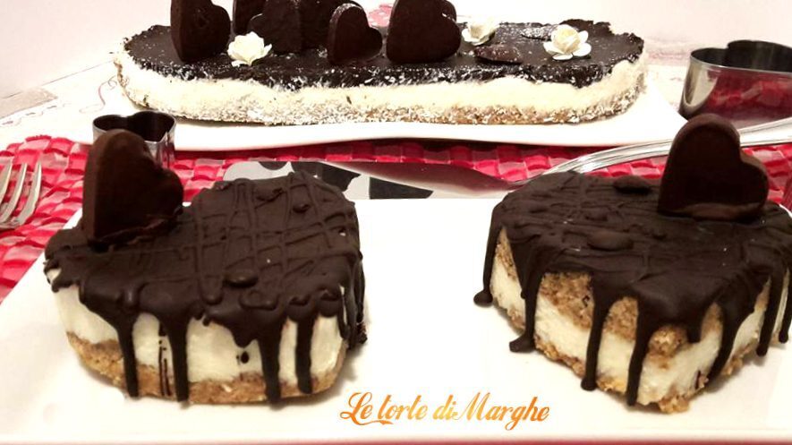 Cheesecake cocco e cioccolato per san valentino