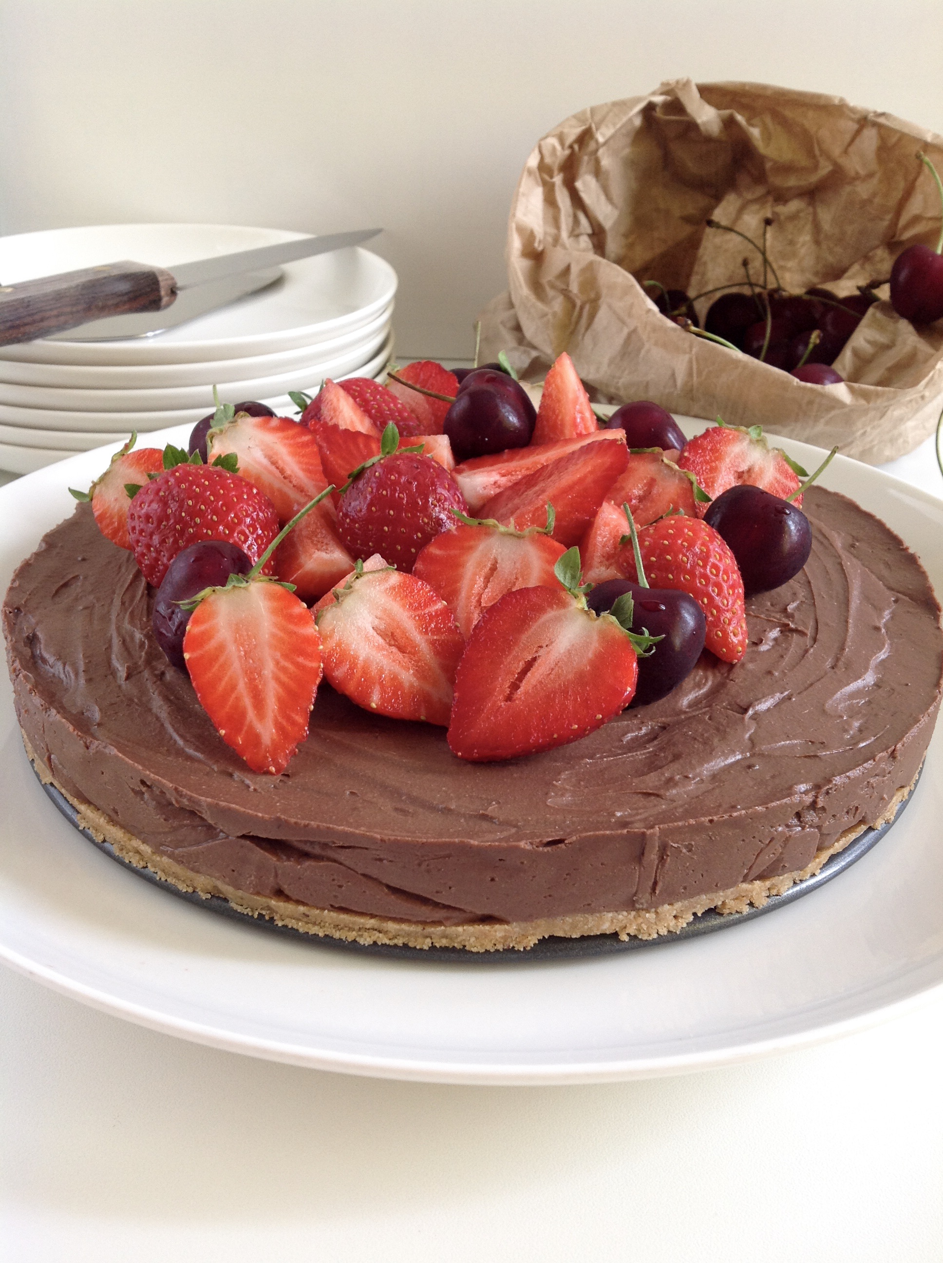 Cheesecake fredda al cioccolato fondente