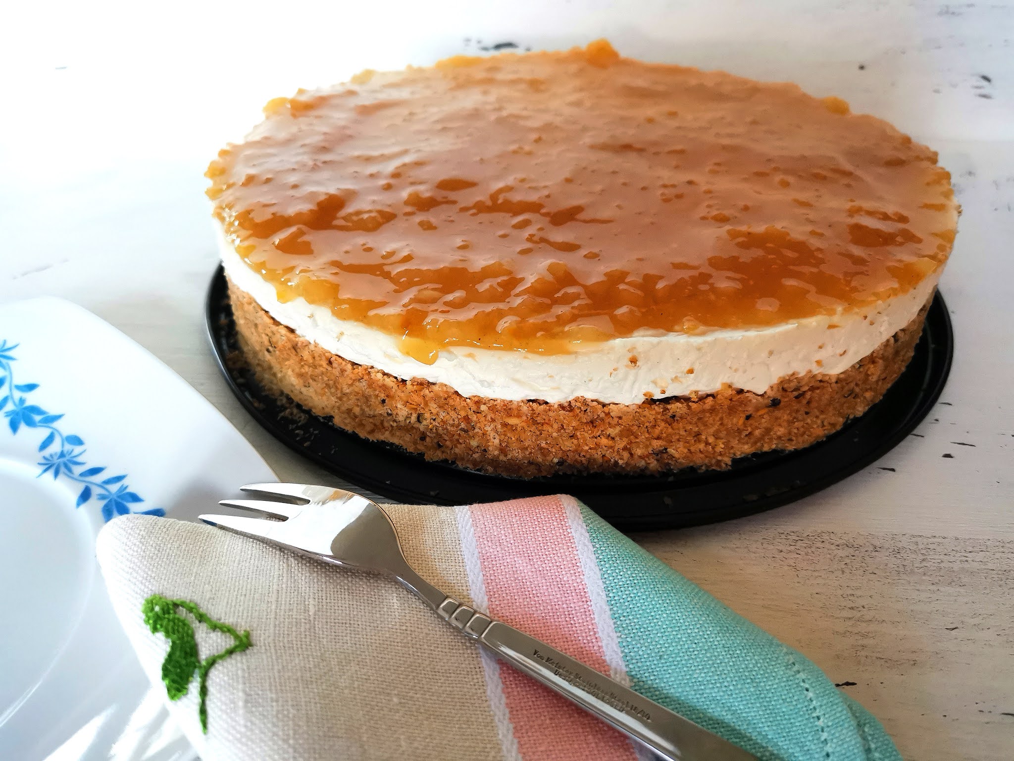 Cheesecake senza colla di pesce ma con gel di semi di lino