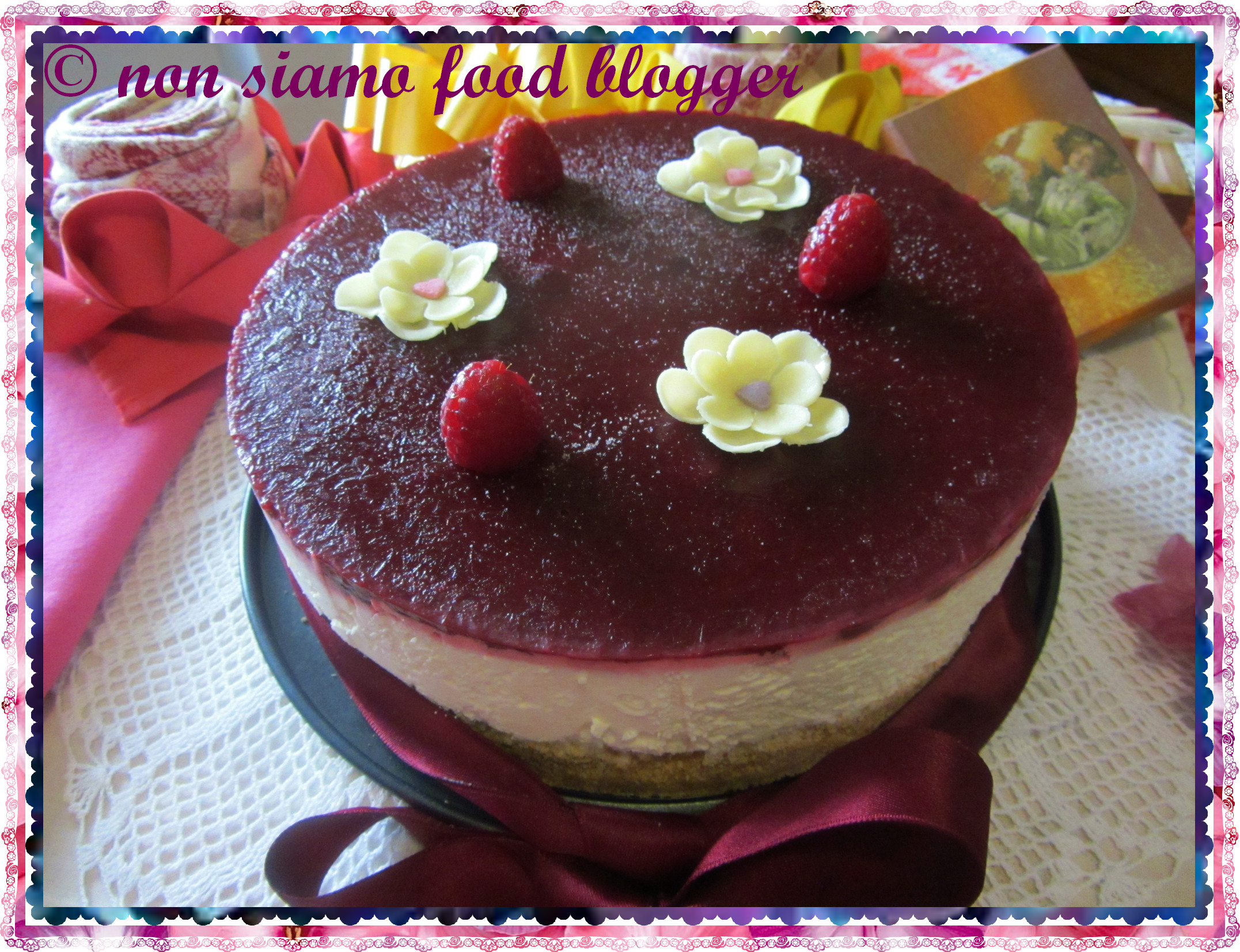 Cheesecake senza cottura ai lamponi e cioccolato bianco