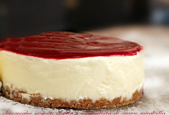Cheesecake senza cottura con marmellata di susine mirabelle