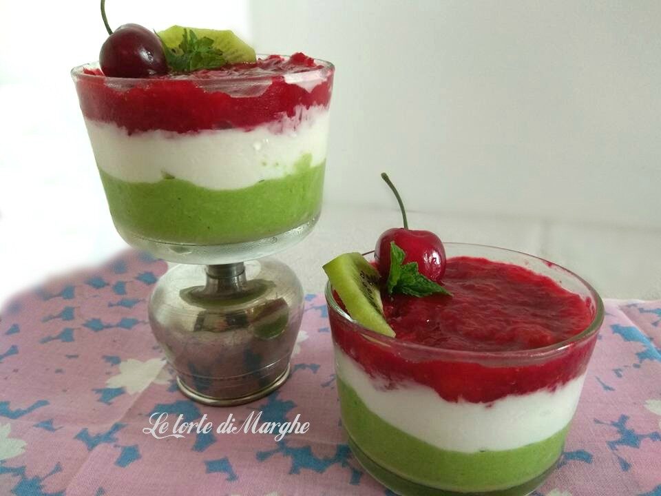 Cheesecake tricolore verde bianca e rossa
