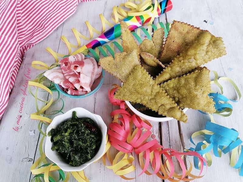 Chiacchiere salate senza glutine con broccoli.