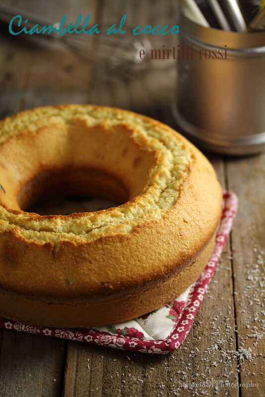 Ciambella al cocco e mirtilli rossi
