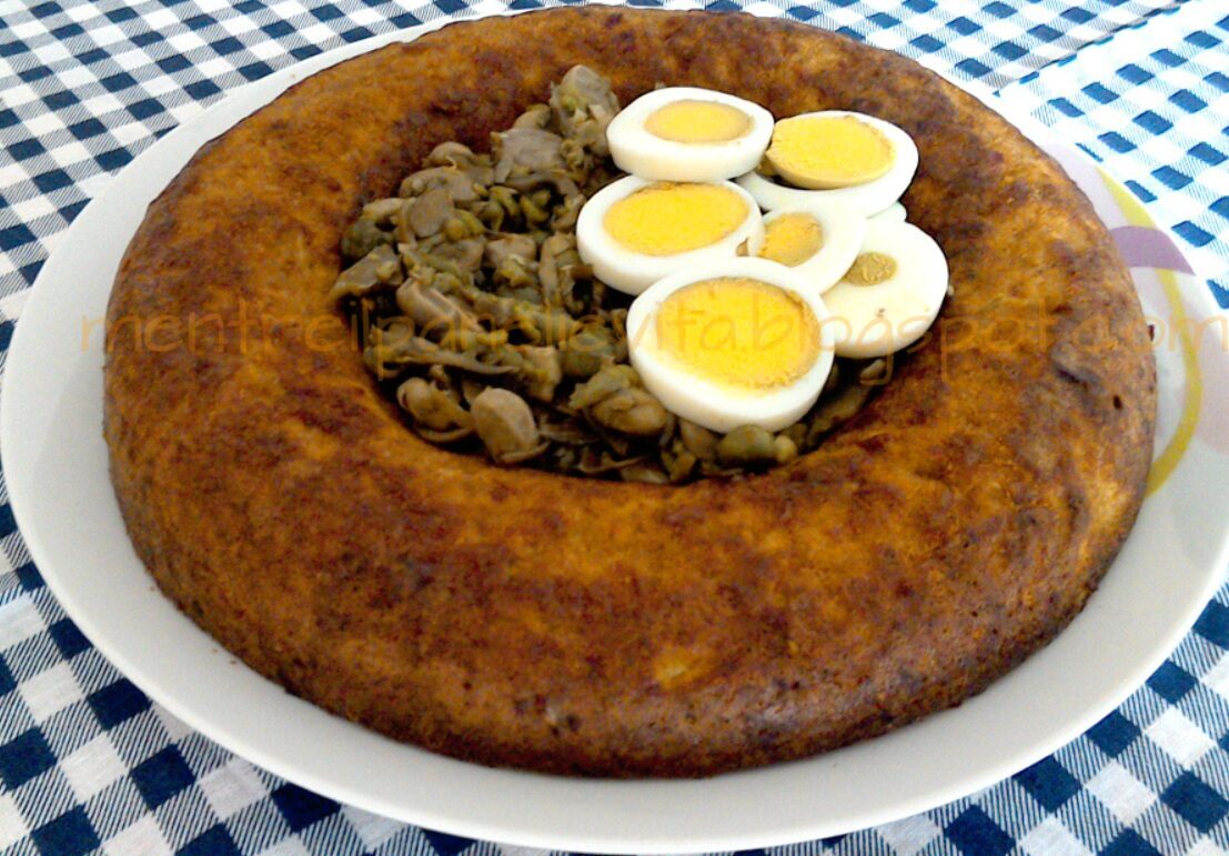 Ciambella di verdure con nido di fave e piselli
