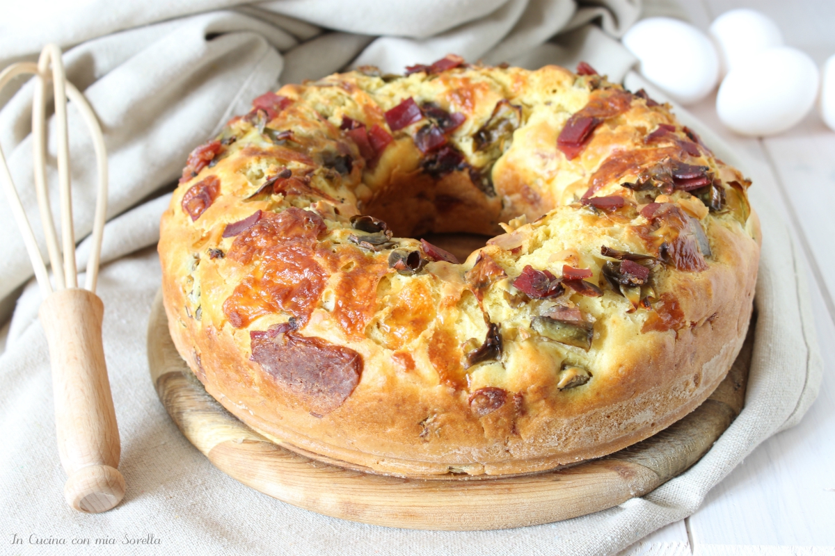 Ciambella salata ai carciofi e speck