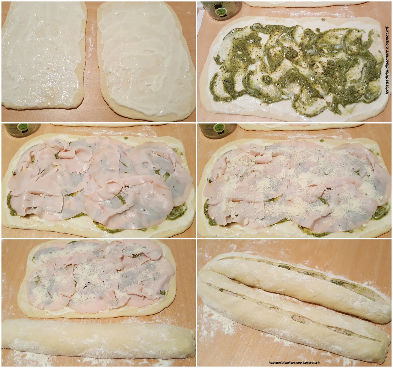 Ciambella salata intrecciata con pesto di pistacchio e arrosto di tacchino