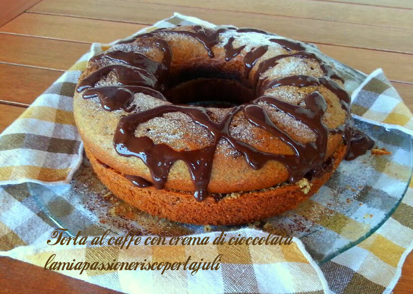 Ciambellone al caffe e crema di cioccolato, fatto sul gas.
