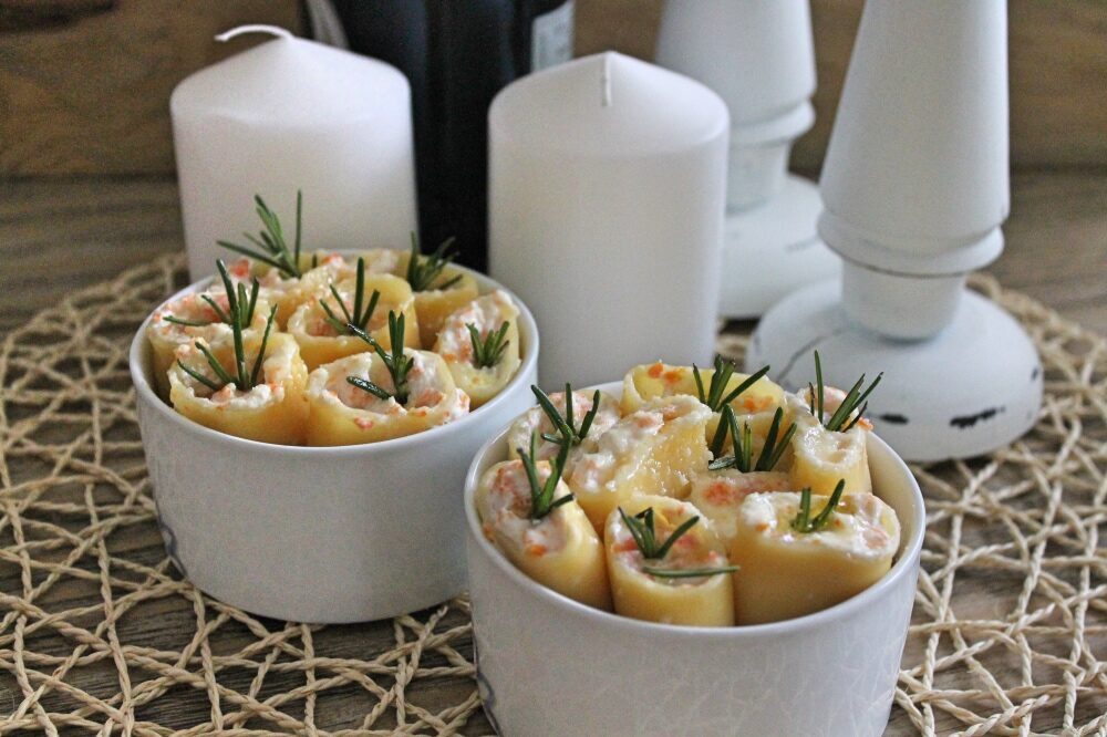 Ciotoline di paccheri ripieni di ricotta e zucca al forno