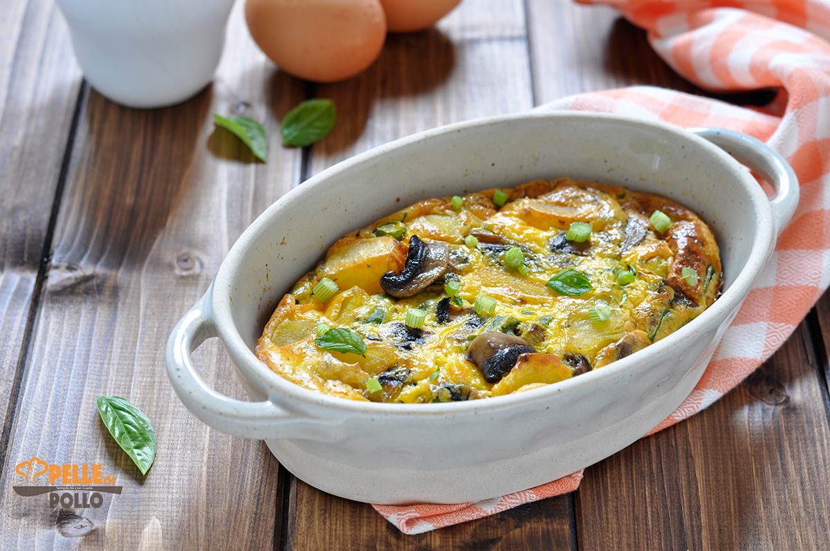 Clafoutis salato con funghi, patate e fagiolini
