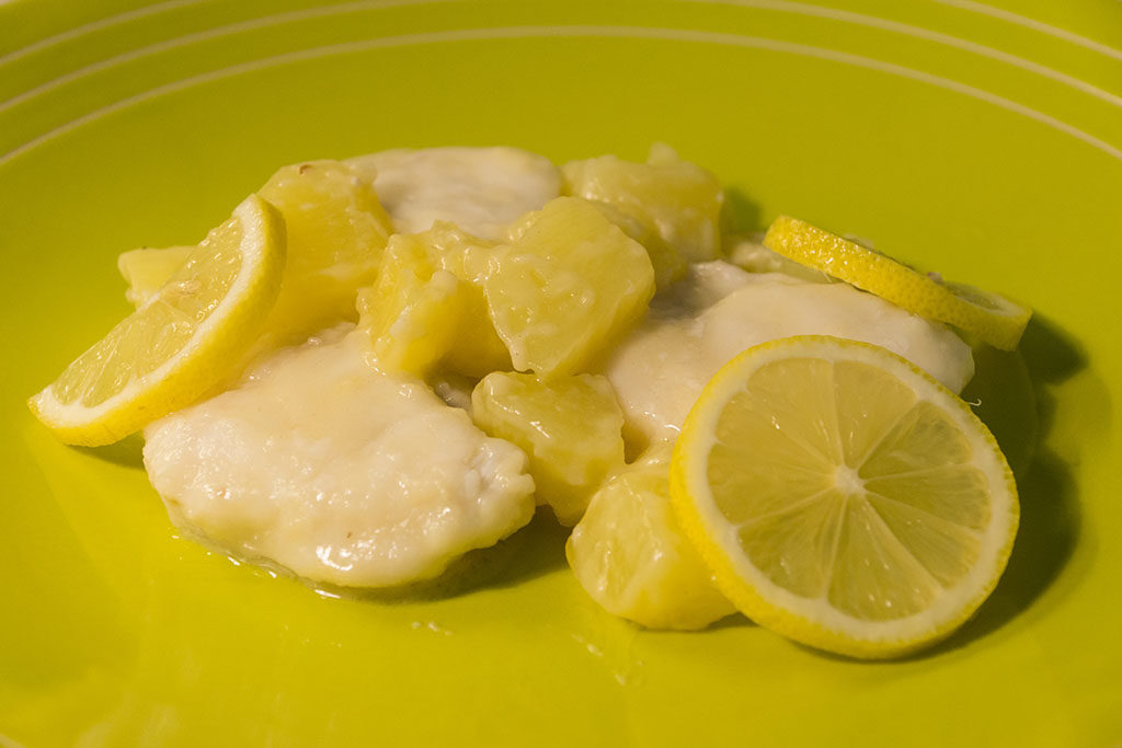 Coda di rospo al limone con patate
