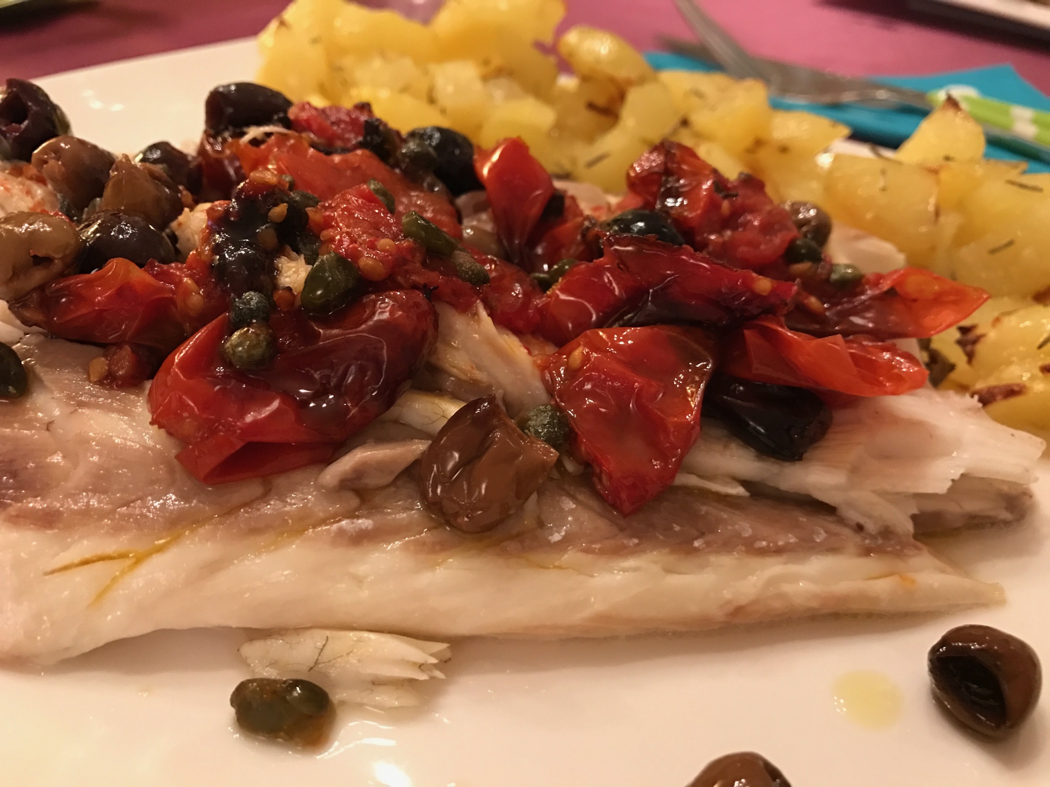 Con e senza bimby, branzino alla mediterranea con patate – piatto di natale