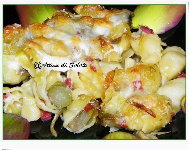 Conchiglie al forno con carciofi e bresaola