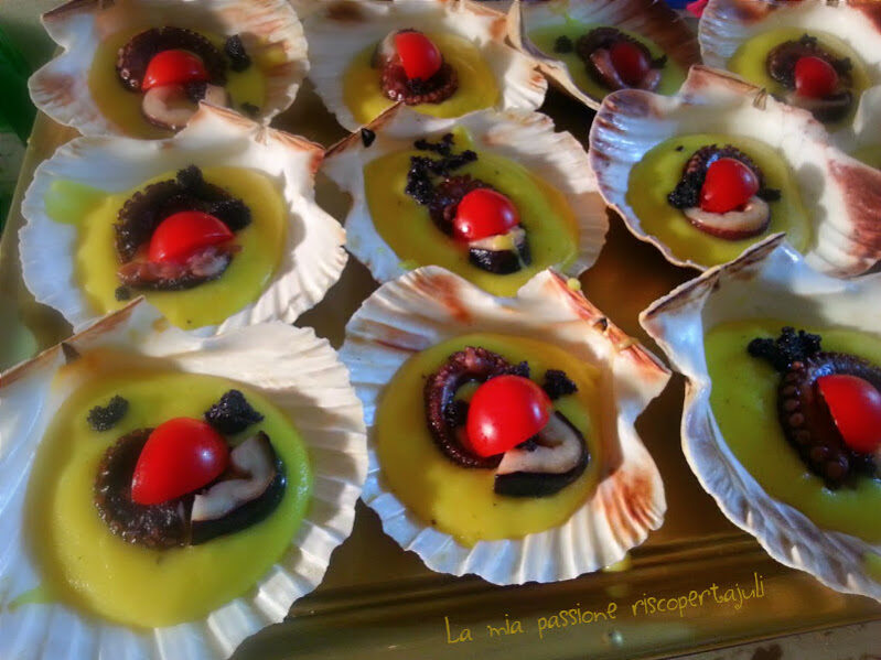 Conchiglie ripieni di polipo, antipasto