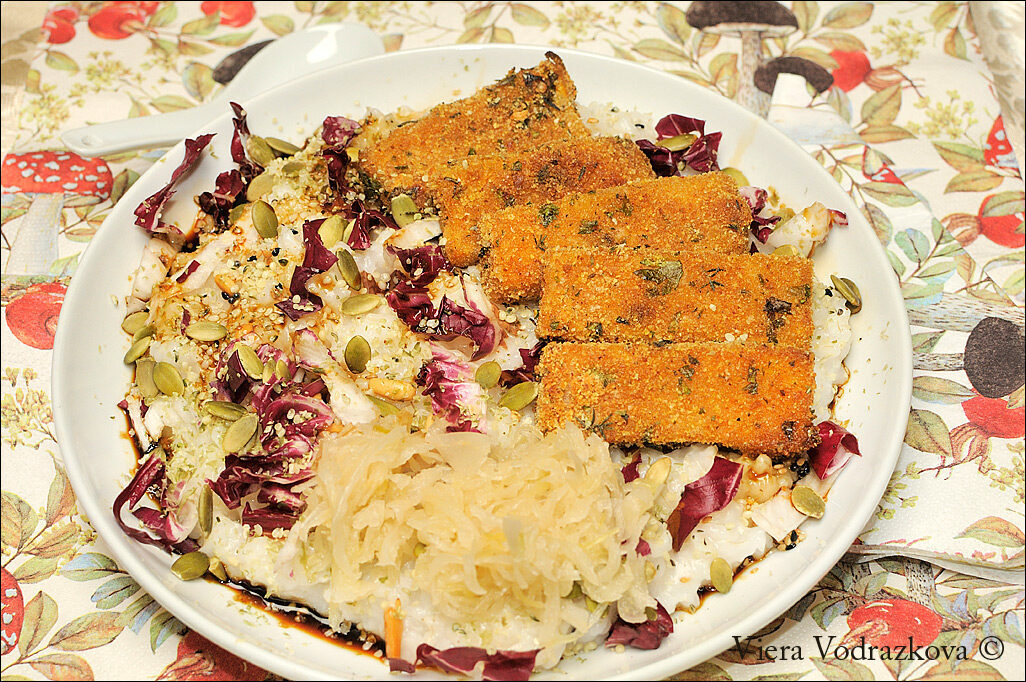 Congee di riso e bastoncini di zucca gratinata