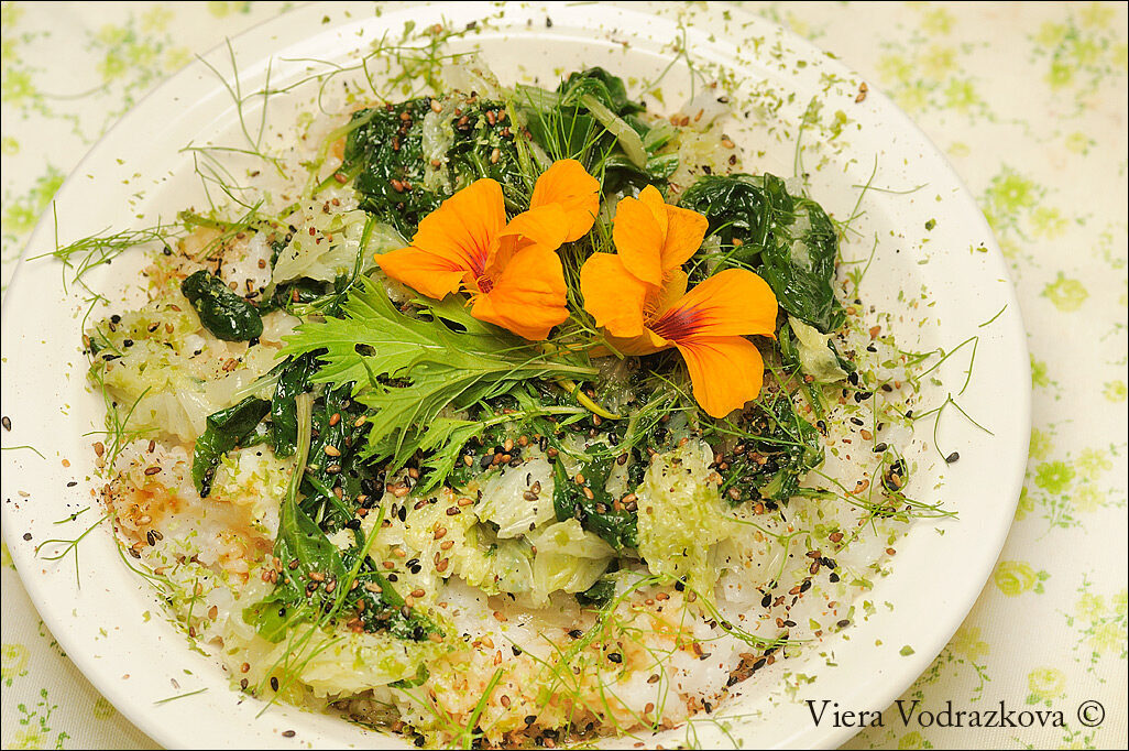 Congee verde con michihili e mizuna senza glutine