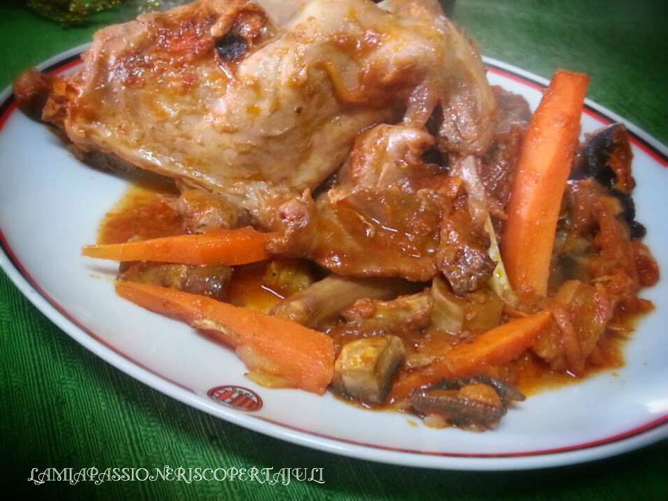Coniglio alla cacciatore con funghi