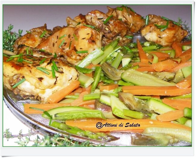 Coniglio con verdure di primavera