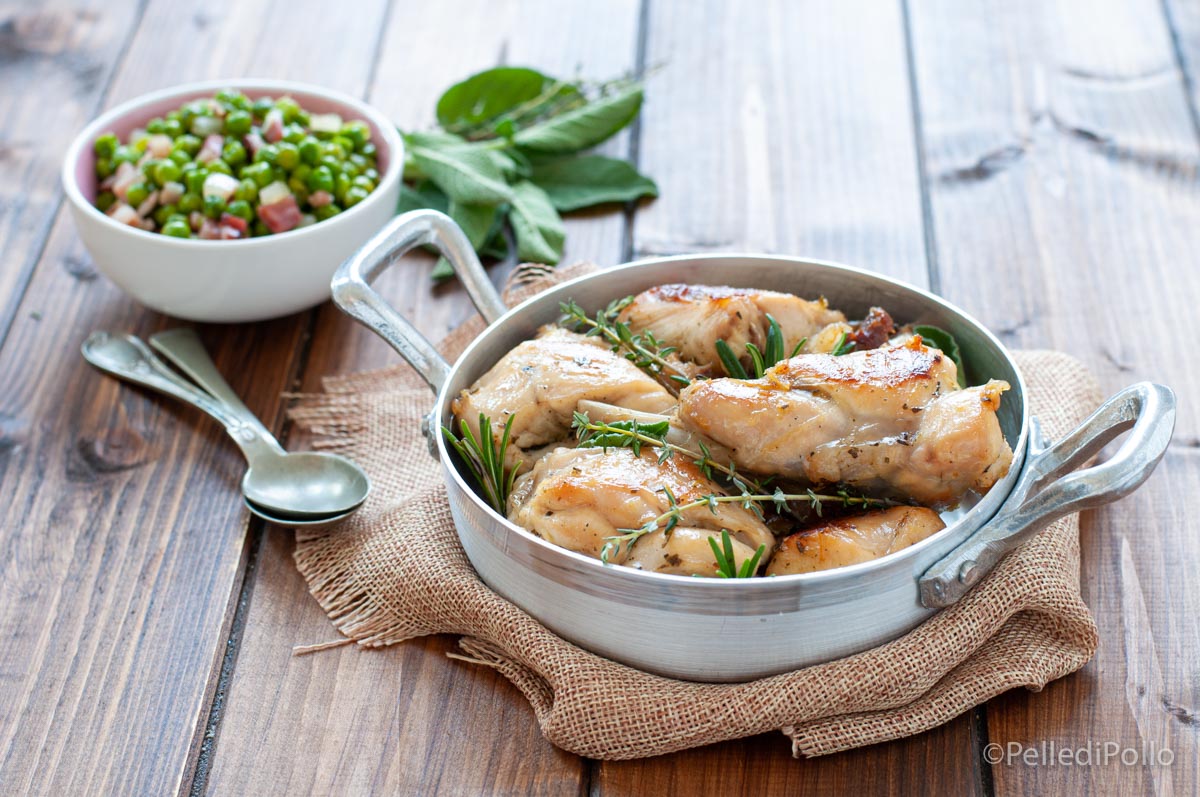 Coniglio in tegame al vino bianco con erbe aromatiche