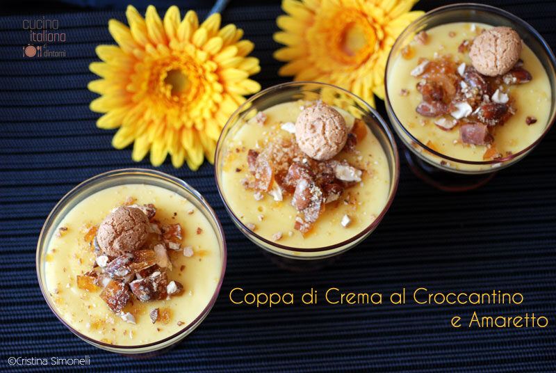 Coppa di crema al croccantino e amaretto