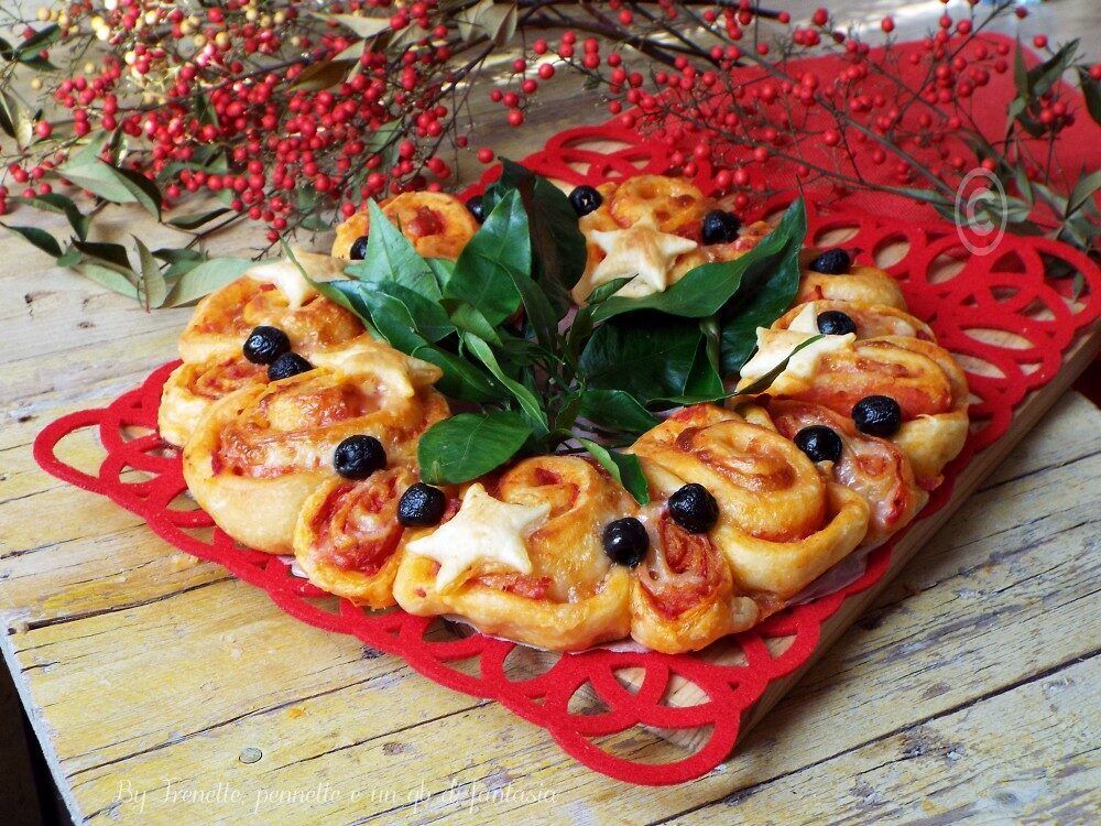 Corona di pizza e sfoglia con salame piccante