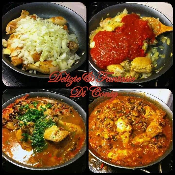 Cosce di pollo pomodoro e cipolla
