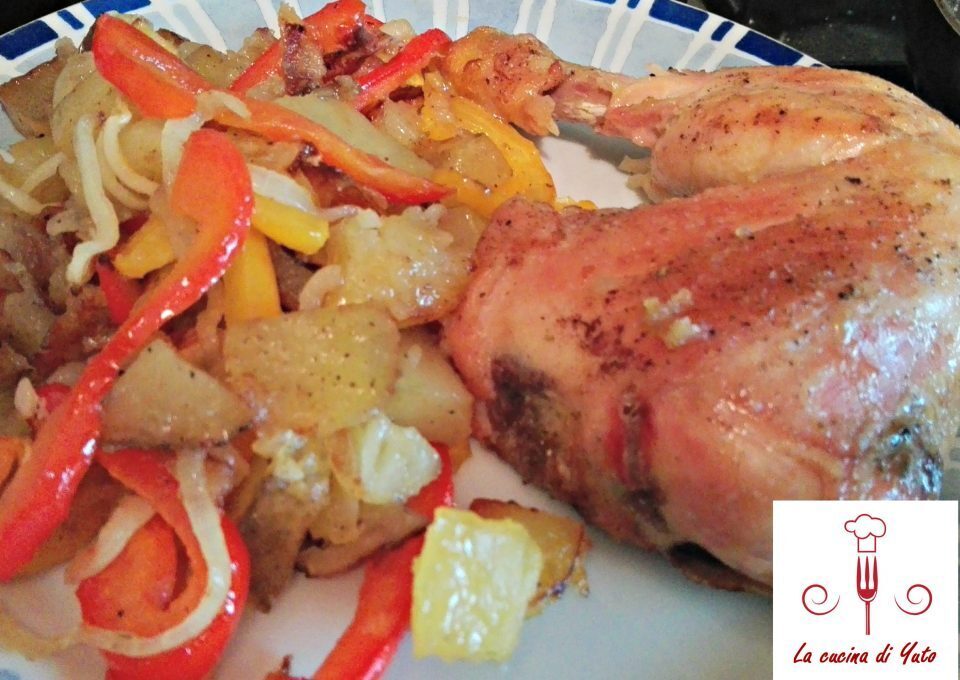 Cosciotto di pollo al forno con verdure