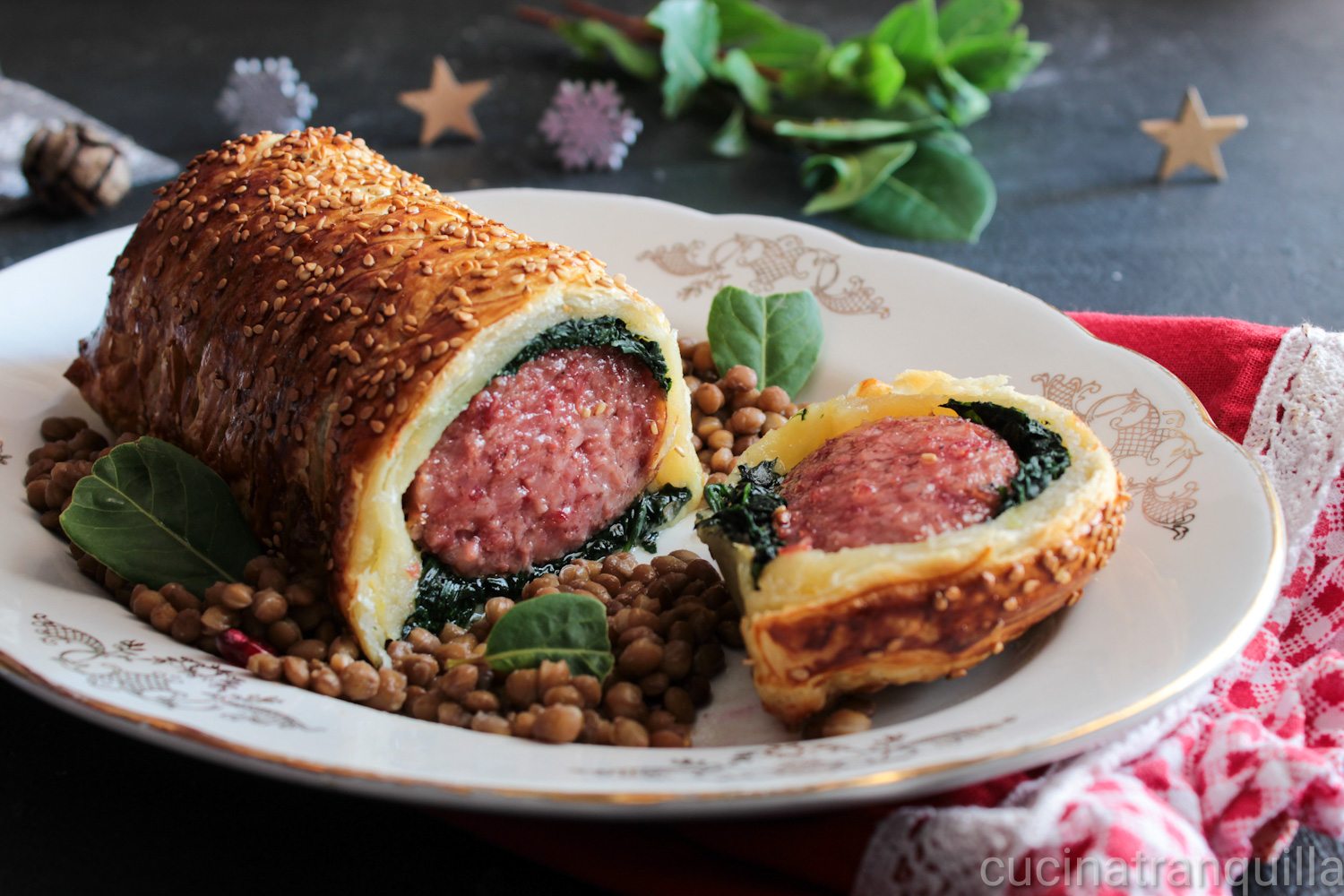 Cotechino in crosta con spinaci