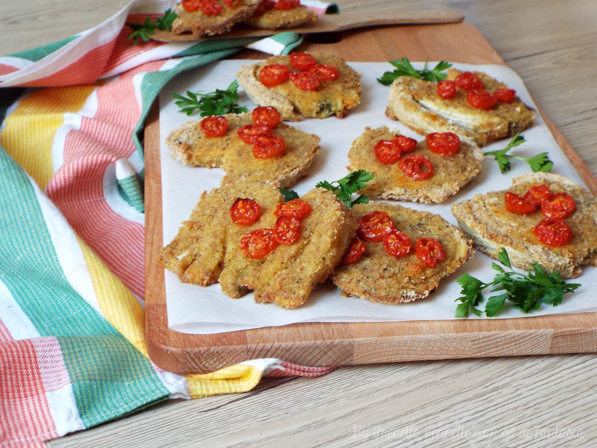 Cotolette di finocchi con aromi e pomodorini