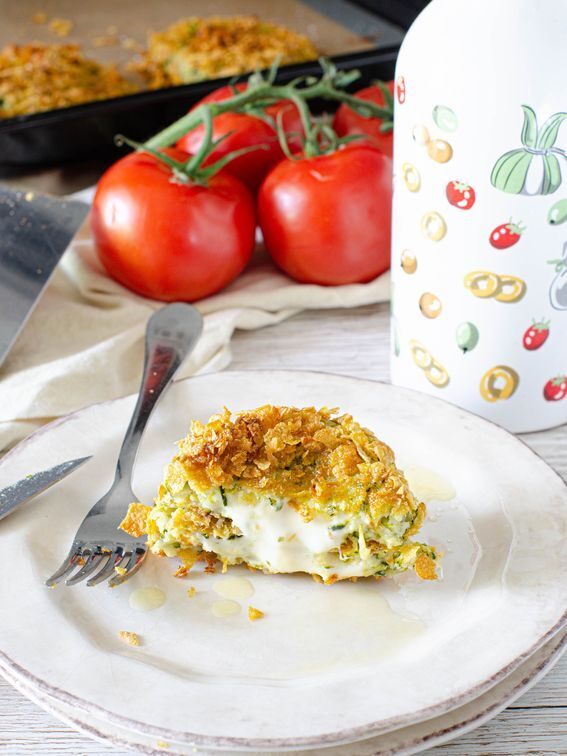 Cotolette di zucchine filanti al forno con panatura di corn flakes