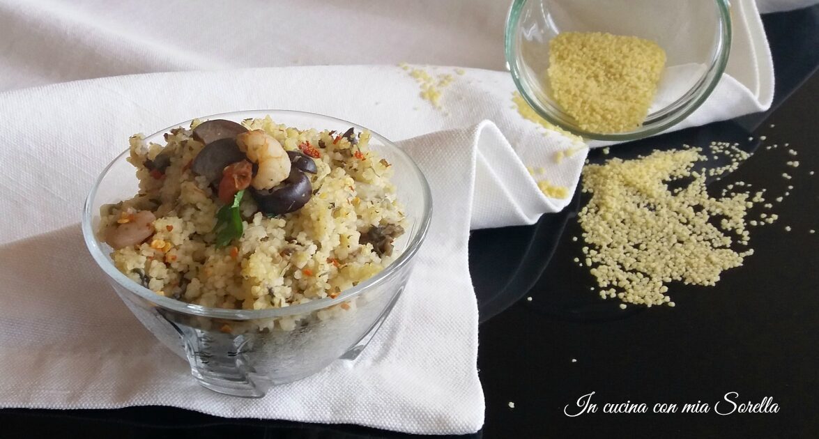 Cous cous ai gamberi e olive piccante